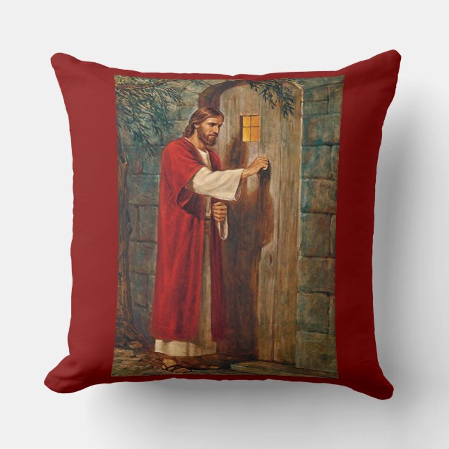 Coussin Jésus frappe sur la porte avec le plein vers (Recto)