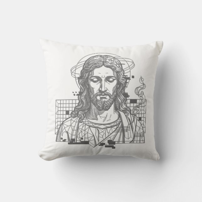 Coussin Jésus Grille Rétro Roi des Rois Apocalypse 19:16 (Recto)