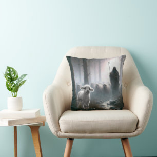 Coussin Jésus le Bon Berger sauvant une brebis perdue