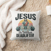 Coussin Jésus l'haltérophile ultime vintage (Couverture)