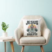 Coussin Jésus l'haltérophile ultime vintage (Chaise)