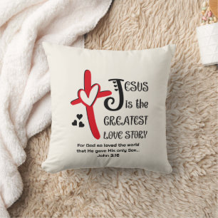 Coussin JÉSUS Moderne LA PLUS GRANDE HISTOIRE D'AMOUR Chri