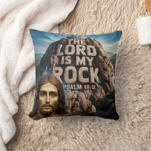 Coussin Jésus, mon rocher d'âge Le Seigneur est mon rocher