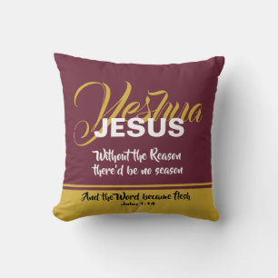 Coussin JÉSUS RAISON SAISON Écriture chrétienne Noël