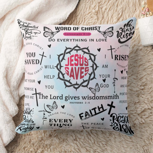 Coussin Jésus Saves - Un message de foi et de rédemption (Couverture)