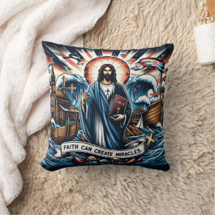 Coussin Jésus se trouve au milieu de mers turbulentes, ins