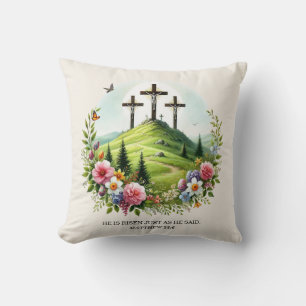Coussin Jésus sur la Croix Il est ressuscité Pâques