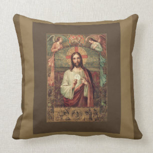 Coussin Jésus tenant le centre serveur d'eucharistie avec