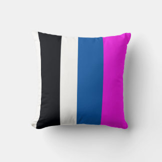 Coussin Jet Black, Pure White, Teal Blue, Hot Pink Stripes