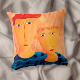 Coussin jet de peinture d'art contemporain Frères