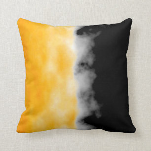 Coussin Jet noir blanc jaune de regard de tranche de Druzy