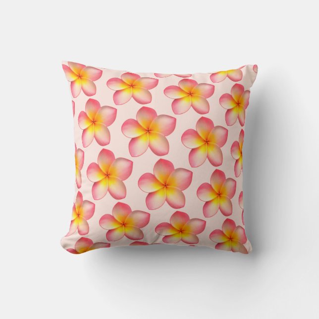 Coussin jetable aux fleurs de frangipanier Plumeri (Recto)