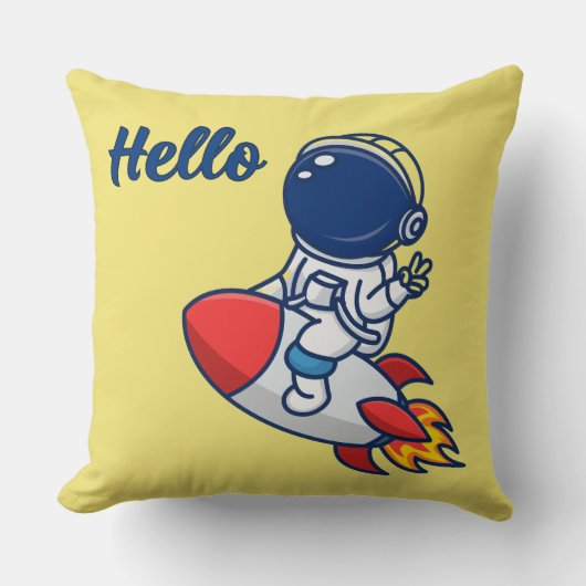 Coussin jetable "Bonjour" avec un astronaute migno (Recto)