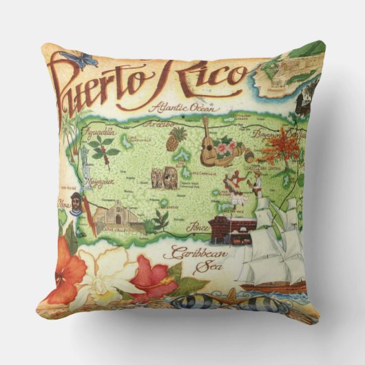 Coussin jetable carte de Porto Rico (Recto)