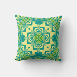 Coussin Jetable, Jaune, Bleu & Kaléidoscope Lime
