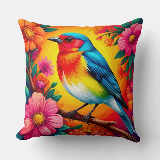 Coussin jetable oiseau floral Décoration de la mai (Recto)