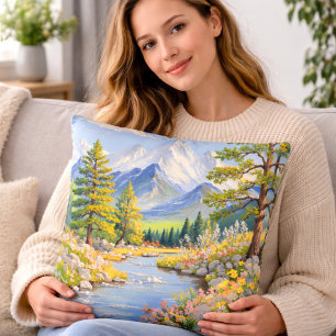 Coussin jetable Paysage de rivière de montagne