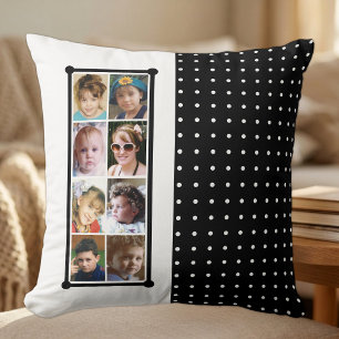 Coussin jeté 16 points photo collage noir