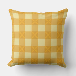 Coussin jeté à carreaux jaunes et à pétales jaunes