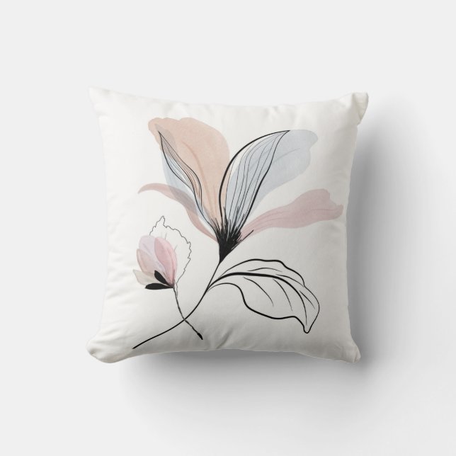 Coussin jeté à fleurs aquarelle (Recto)