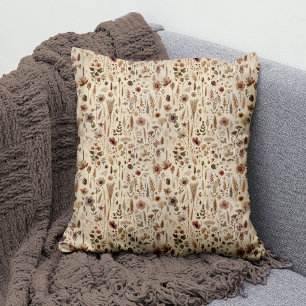 Coussin jeté à fleurs pressées de l'Herbier Vintag