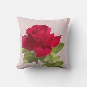 Coussin jeté à la rose florale aquarelle