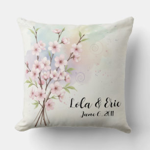 Coussin jeté à motif de fleurs de cerisier japonai