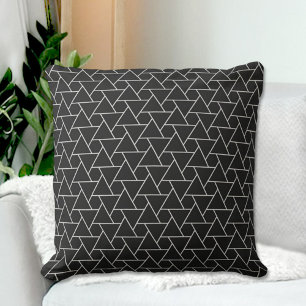 Coussin jeté à motif Triangles Noirs