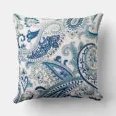 Coussin jeté à motifs Paisley bleus (Verso)