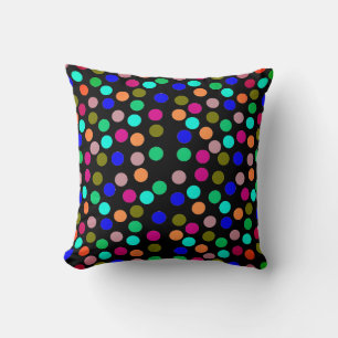 Coussin jeté à pois multicolores