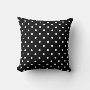 Coussin jeté à pois noir et blanc