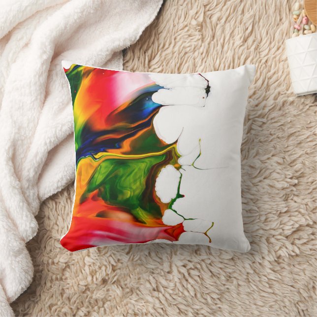 Coussin Jeté abstrait de peinture acrylique fluide arc-en- (Couverture)