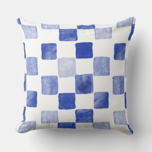 Coussin jeté aquarelle bleue