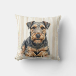 Coussin jeté aquarelle Terrier Gallois
