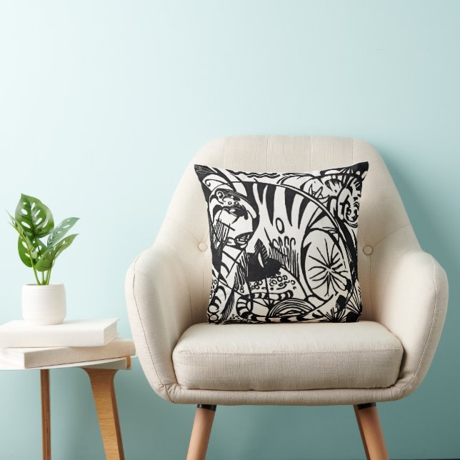 Coussin jeté au tigre expressionniste de Franz Mar (Chaise)