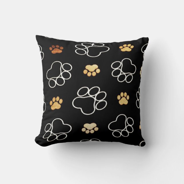 Coussin jeté aux empreintes de chien (Recto)
