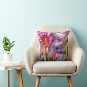 Coussin jeté aux lis calla colorés