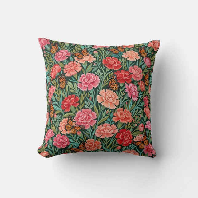 Coussin jeté aux œillets et papillons (Recto)