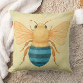 Coussin jeté avec abeille à bandes bleues (Couverture)