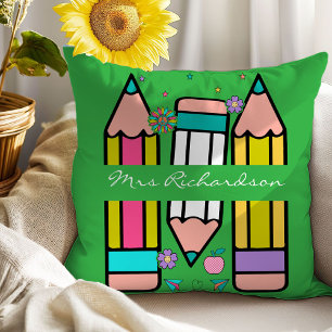 Coussin jeté avec nom de crayon coloré pour enseig