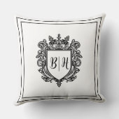 Coussin jeté blanc aux initiales de blason de coup (Verso)