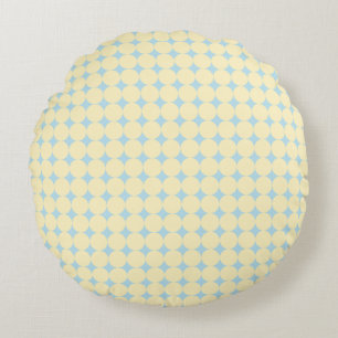 Coussin jeté bleu avec point jaune beurre - Rond