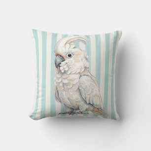 Coussin jeté Cacatoès aquarelle
