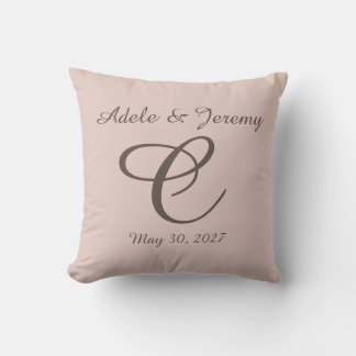 Coussin jeté cadeau personnalisé avec monogramme