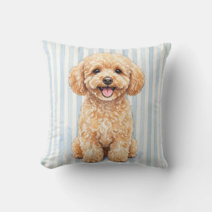 Coussin jeté caniche à l'aquarelle