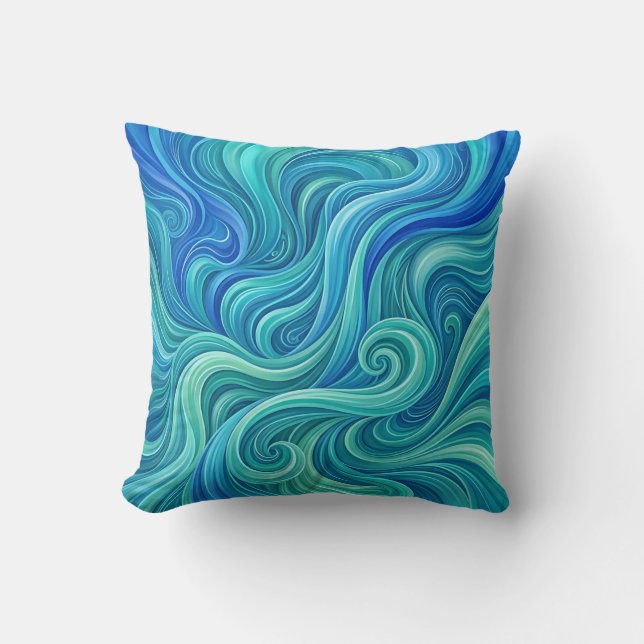 Coussin jeté Cascade de Chute d'Eau Bleu Océan (Recto)