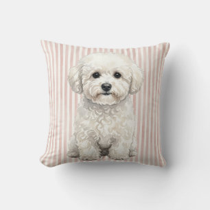 Coussin jeté chien Bichon Frise aquarelle