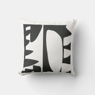 Coussin Jeté de bloc de couleur abstrait noir et blanc