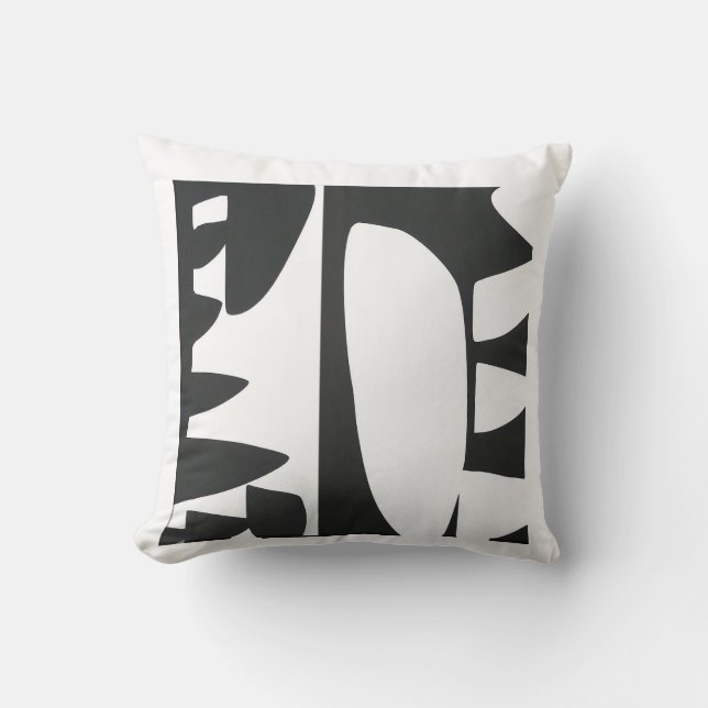 Coussin Jeté de bloc de couleur abstrait noir et blanc (Recto)