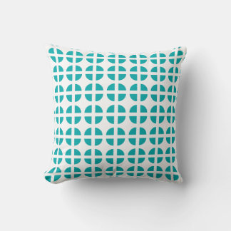 Coussin Jeté de cercle géométrique segmenté bleu sarcelle